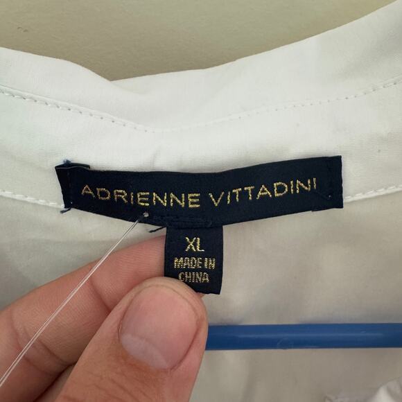 Adrienne Vittadini Button Up 3 4 Sleeve V Neck Shirt US Women's XL - Picture 4 of 8